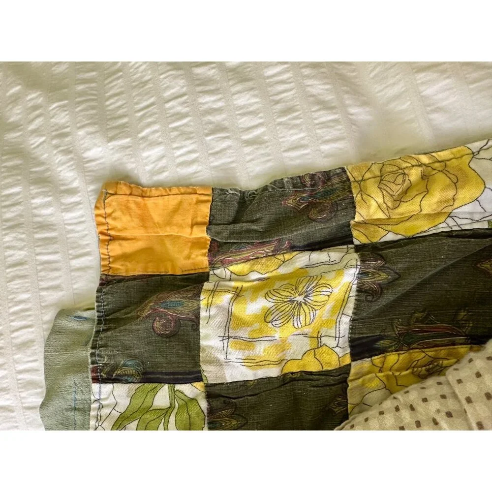 Vintage Quilt Handmade Patchwork Brown Accents 67